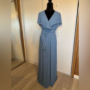 Show Me Your Mumu Size Small Audrey Empire Maxi Dress blue wedding Chiffon NWT